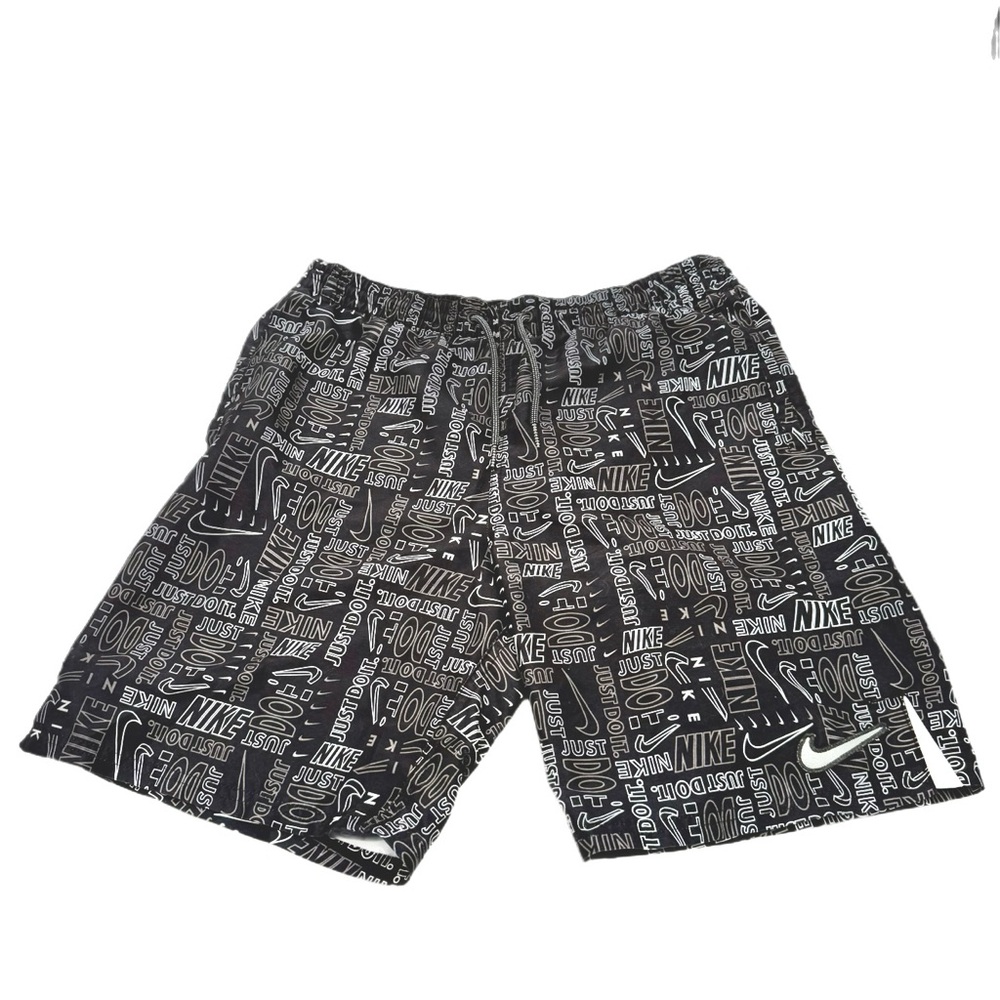 Nike Men's Size S All Over Logo Swim Shorts /Trunks Black Ships Next Day